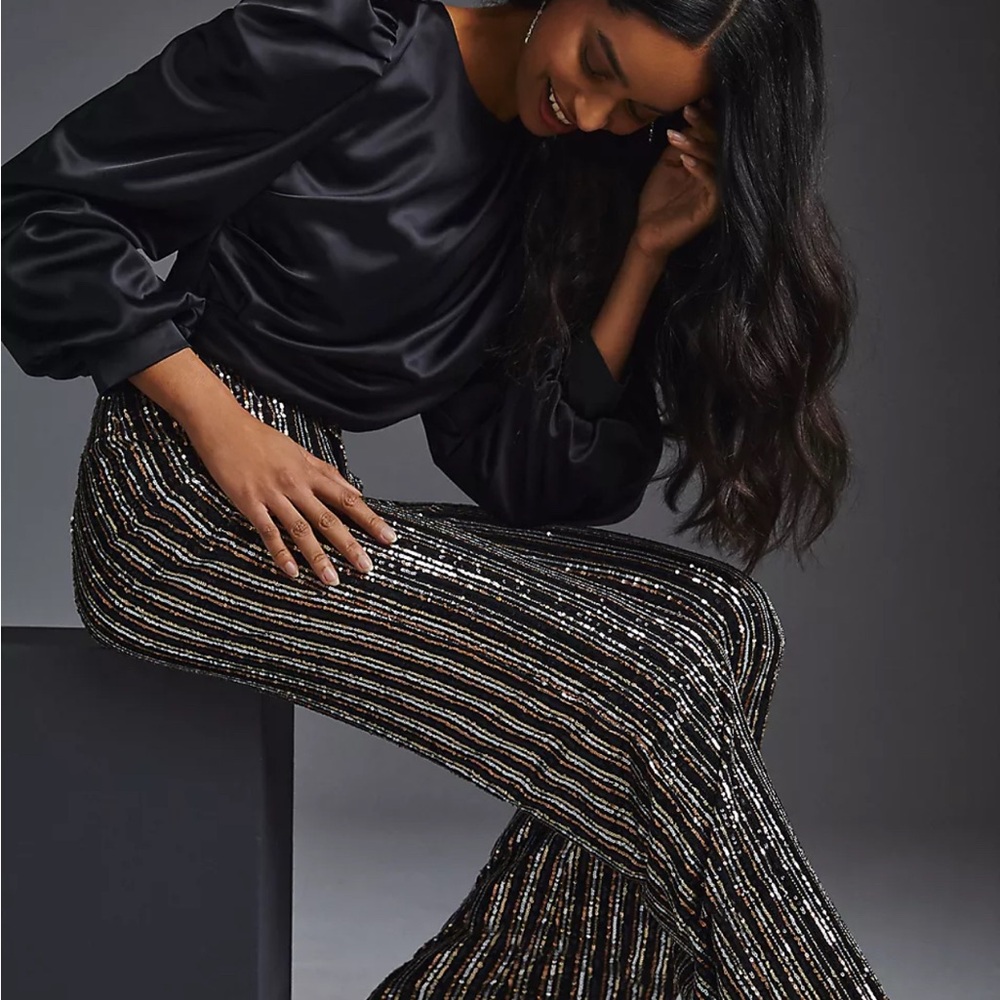 NWT Maeve Sequin Flare Pants